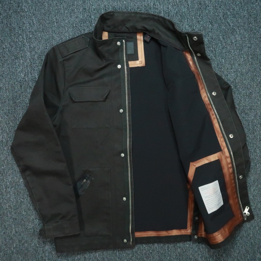 Scotch Soda Jacket Mens Medium Green Full Zip Snap Waterproof Waxed‎ - Picture 3 of 13